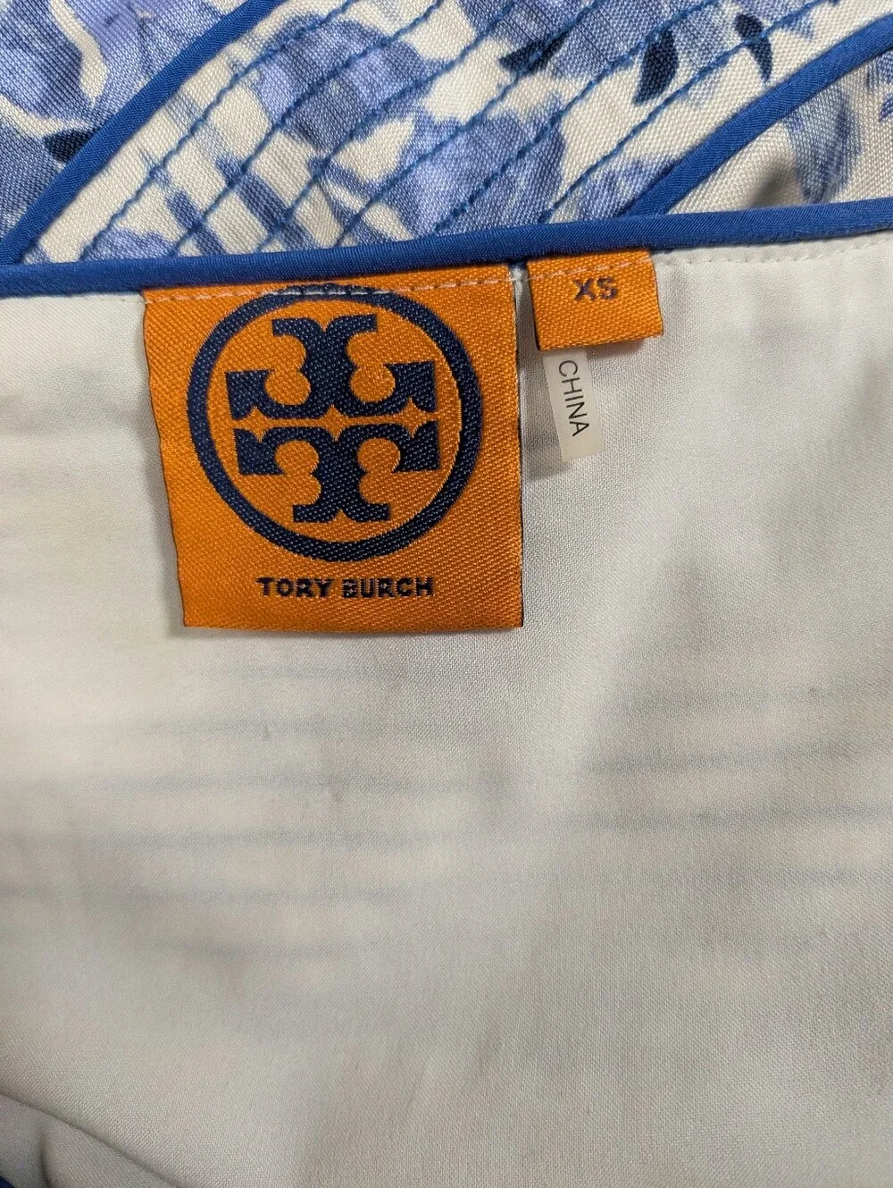 TORY BURCH Women's Mini Silk Cotton Dress Size XS White And Blue